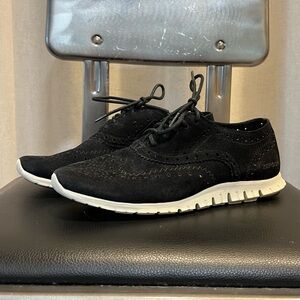 Cole Haan Black Zerogrand Oxfords with White Sole